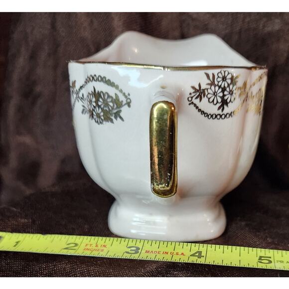 Vintage Gold and White Sugar and Creamer Set - Picture 5 of 15